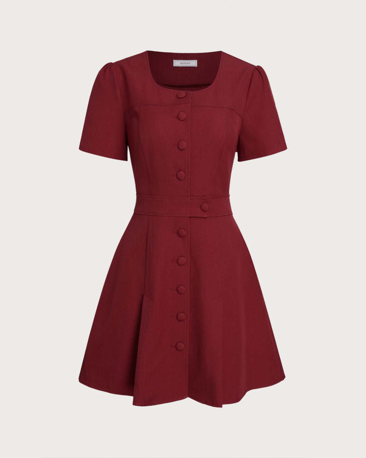 Rood U-hals A-lijn mini-jurk