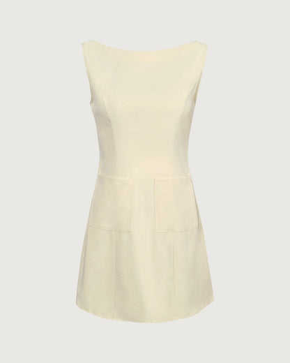 De gele boot-hals cut-out minijurk