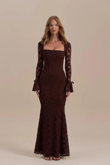 Spitzen-Meerjungfrau-Maxi-Kleid → Kant Zeemeermin Maxi-jurk