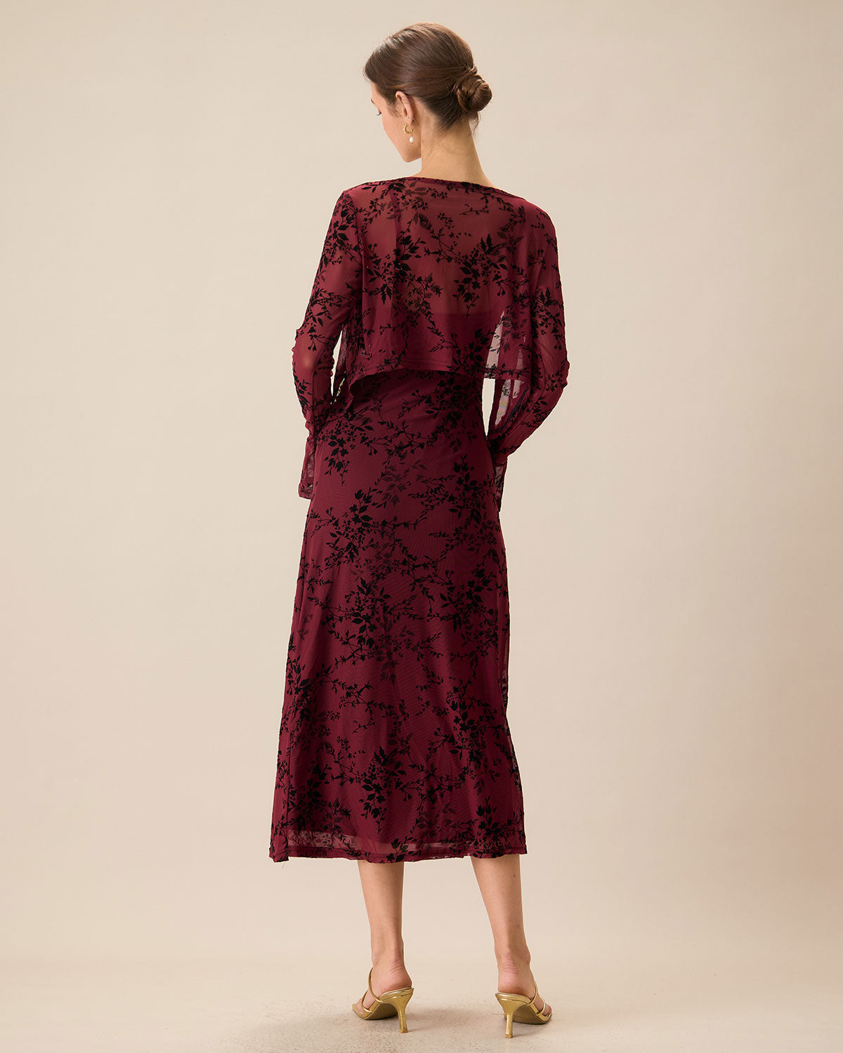 Rood Bloemenpatroon Bodycon Slip Midi-jurk