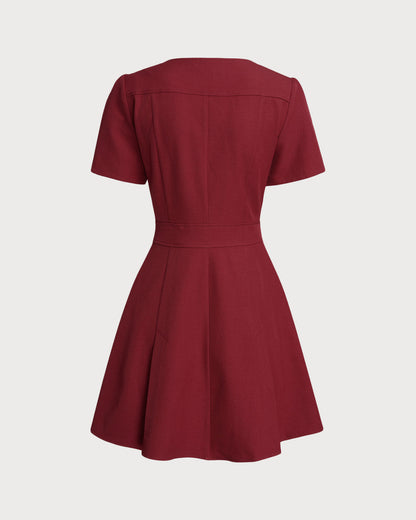 Rood U-hals A-lijn mini-jurk